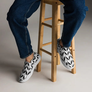 Bold Canvas Shoes - Black Pattern Men’s Slip - Dipaliz - Sneakers