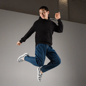 Bold Canvas Shoes - Black Pattern Men’s Slip - Dipaliz - Sneakers