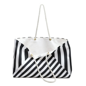 Oversized Weekender Bag - Black and White Striped Pattern - Dipaliz - Tote Bags