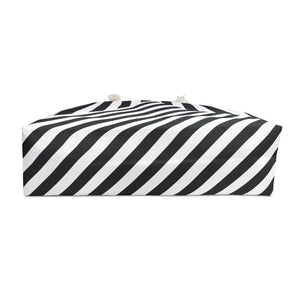Oversized Weekender Bag - Black and White Striped Pattern - Dipaliz - Tote Bags