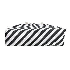 Black and White Striped Pattern Oversized Weekender Bag - Dipaliz - 24’’ × 13’’ - Tote Bags