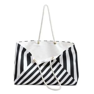 Black and White Striped Pattern Oversized Weekender Bag - Dipaliz - 24’’ × 13’’ - Tote Bags