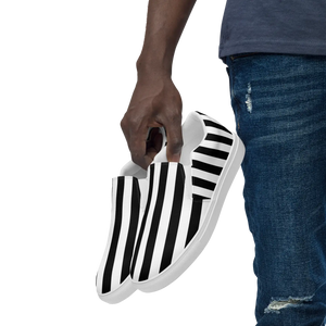 Black Striped Canvas Shoes - Men’s Slip Comfort - Dipaliz - Sneakers