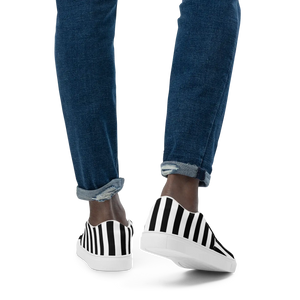 Black Striped Canvas Shoes - Men’s Slip Comfort - Dipaliz - Sneakers