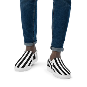 Black Striped Canvas Shoes - Men’s Slip Comfort - Dipaliz - Sneakers