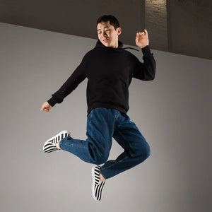 Black Striped Canvas Shoes - Men’s Slip Comfort - Dipaliz - Sneakers