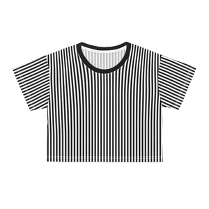 Bold Black Stripes Aop Crop Tee - Silky Polyester - Dipaliz - T-shirts