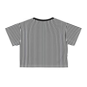 Bold Black Stripes Aop Crop Tee - Silky Polyester - Dipaliz - T-shirts
