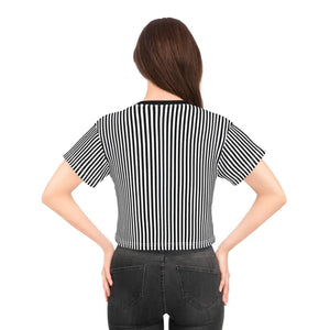 Black Stripes Aop Crop Tee Statement Fashion - Dipaliz - T-shirts