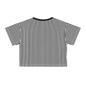 Black Stripes Aop Crop Tee Statement Fashion - Dipaliz - T-shirts