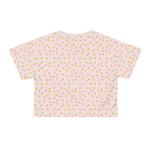 Vibrant Floral Crop Tee - Soft Polyester Casual - Dipaliz - T-shirts