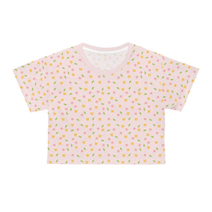 Vibrant Floral Crop Tee - Soft Polyester Casual - Dipaliz - T-shirts