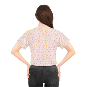 Vibrant Floral Crop Tee - Soft Polyester Casual - Dipaliz - T-shirts