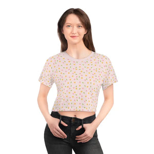 Floral Crop Tee - Vibrant Aop Style - Dipaliz - White Stitching / Xs - T-shirts