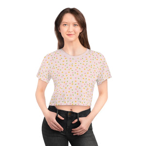 Vibrant Floral Crop Tee - Soft Polyester Casual - Dipaliz - T-shirts