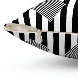 Modern Black Stripes Polyester Square Pillow - Dipaliz - Throw Pillows
