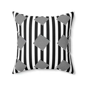 Modern Black Stripes Polyester Square Pillow - Dipaliz - Throw Pillows