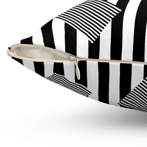Modern Black Stripes Polyester Square Pillow - Dipaliz - Throw Pillows