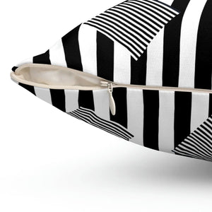 Modern Black Stripes Polyester Square Pillow - Dipaliz - Throw Pillows