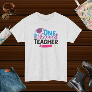 T-shirt - one Blessed Teacher Deluxe Heavy Cotton Unisex Tee - Dipaliz