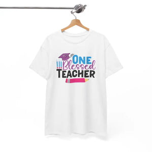 T-shirt - one Blessed Teacher Deluxe Heavy Cotton Unisex Tee - Dipaliz