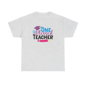 T-shirt - one Blessed Teacher Deluxe Heavy Cotton Unisex Tee - Dipaliz Ash / s