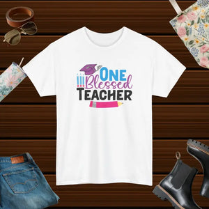 One Blessed Teacher Deluxe t Shirt Unisex Cotton Tee Dipaliz - White / s - T-shirts