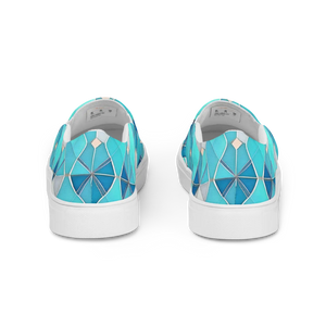 Bold Men’s Slip Canvas Shoes - Blue Abstract Pattern - Dipaliz - Sneakers