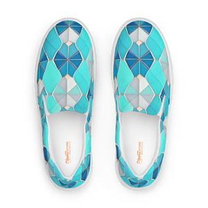 Bold Men’s Slip Canvas Shoes - Blue Abstract Pattern - Dipaliz - Sneakers