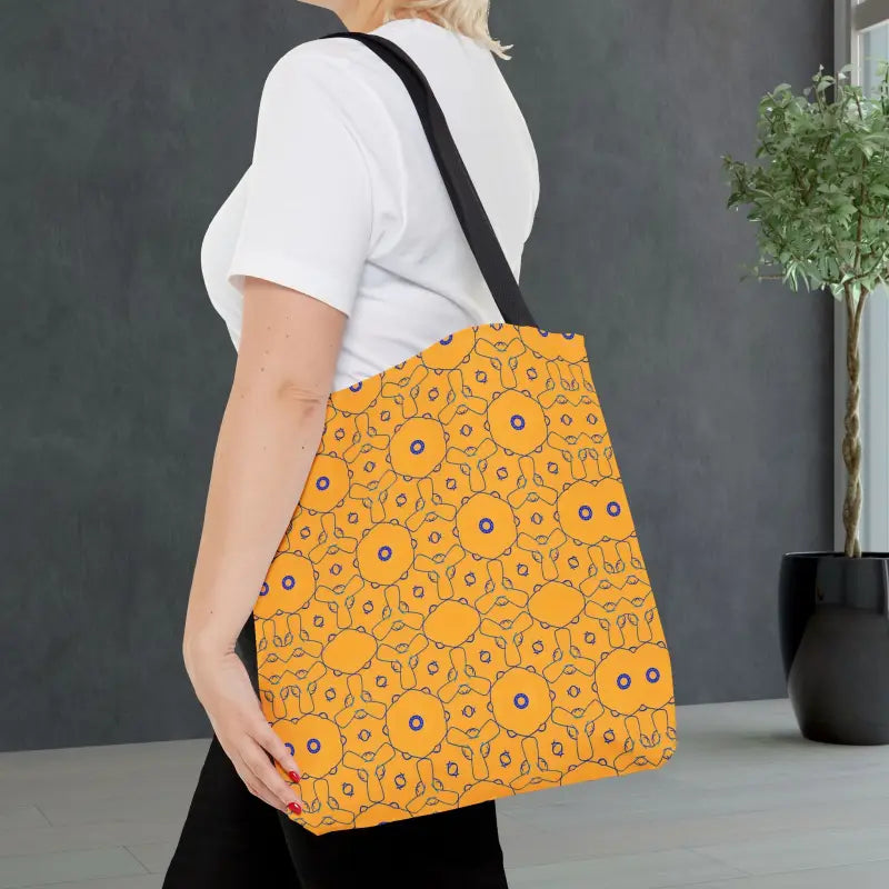 Blue Abstract Pattern Tote Bag - Vibrant Style | Dipaliz - 16’’ × / Black - Handbags