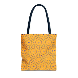 Blue Abstract Pattern Tote Bag - Women’s Fashion Yellow - Dipaliz - 16’’ × / Navy - Handbags