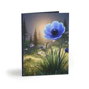 Chic Blue Anemone Flower Greeting Cards - Blank Card - Dipaliz