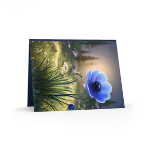 Chic Blue Anemone Flower Greeting Cards - Blank Card - Dipaliz