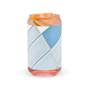 Blue Checkered Glass can - Trendy 16 Oz Tumbler - Dipaliz - Tumblers