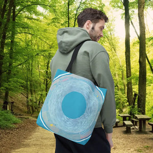 Blue Circular Pattern Tote Bag - Stylish All Over Print - Dipaliz - 16’’ × / Black - Bags