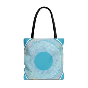 Bags - Blue Circular Pattern Tote Bag - Stylish All Over Print - Dipaliz 18’’ × / Black
