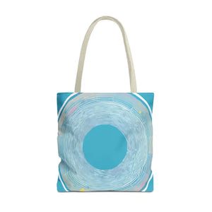 Bags - Blue Circular Pattern Tote Bag - Stylish All Over Print - Dipaliz 18’’ × / Beige