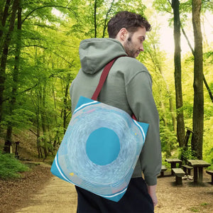 Bags - Blue Circular Pattern Tote Bag - Stylish All Over Print - Dipaliz