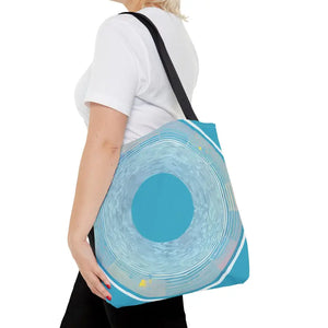 Bags - Blue Circular Pattern Tote Bag - Stylish All Over Print - Dipaliz