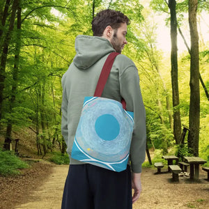 Bags - Blue Circular Pattern Tote Bag - Stylish All Over Print - Dipaliz