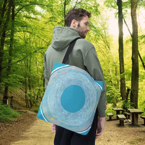 Bags - Blue Circular Pattern Tote Bag - Stylish All Over Print - Dipaliz