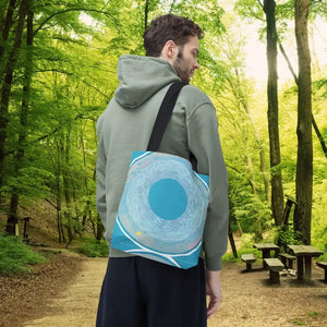 Bags - Blue Circular Pattern Tote Bag - Stylish All Over Print - Dipaliz