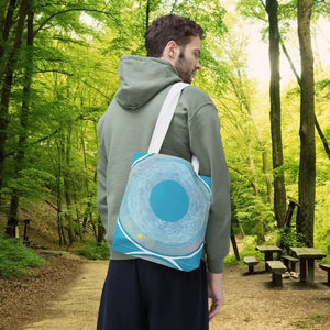 Bags - Blue Circular Pattern Tote Bag - Stylish All Over Print - Dipaliz