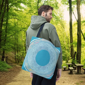Bags - Blue Circular Pattern Tote Bag - Stylish All Over Print - Dipaliz