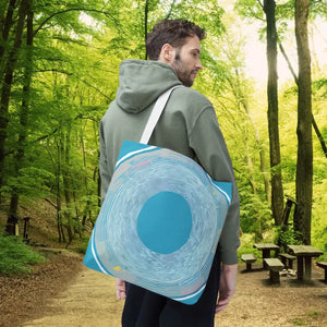 Bags - Blue Circular Pattern Tote Bag - Stylish All Over Print - Dipaliz