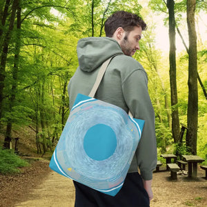 Bags - Blue Circular Pattern Tote Bag - Stylish All Over Print - Dipaliz