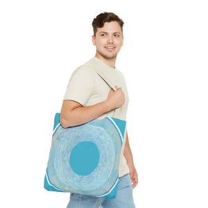 Bags - Blue Circular Pattern Tote Bag - Stylish All Over Print - Dipaliz
