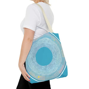 Bags - Blue Circular Pattern Tote Bag - Stylish All Over Print - Dipaliz