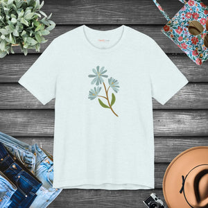 Unisex Blue Flower Jersey Short Sleeve Tee - Dipaliz - T-shirts