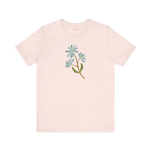Unisex Blue Flower Jersey Short Sleeve Tee - Dipaliz - T-shirts